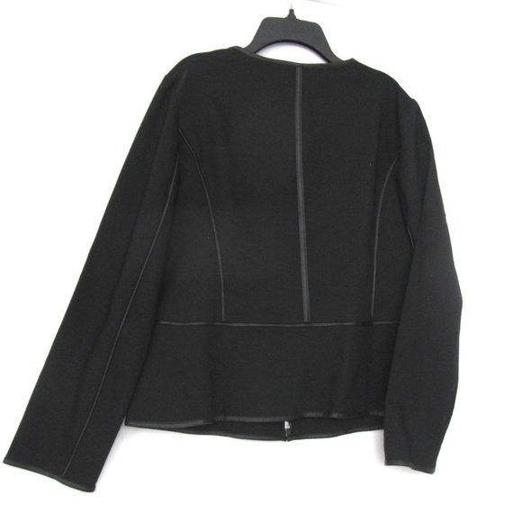 Chico's FAUX LEATHER TRIM City Chic Sophisticated Seamed Jacket 1 10 - Picture 4 of 5